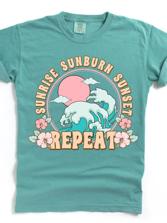 Sunrise Sunburn Sunset Repeat T-shirt